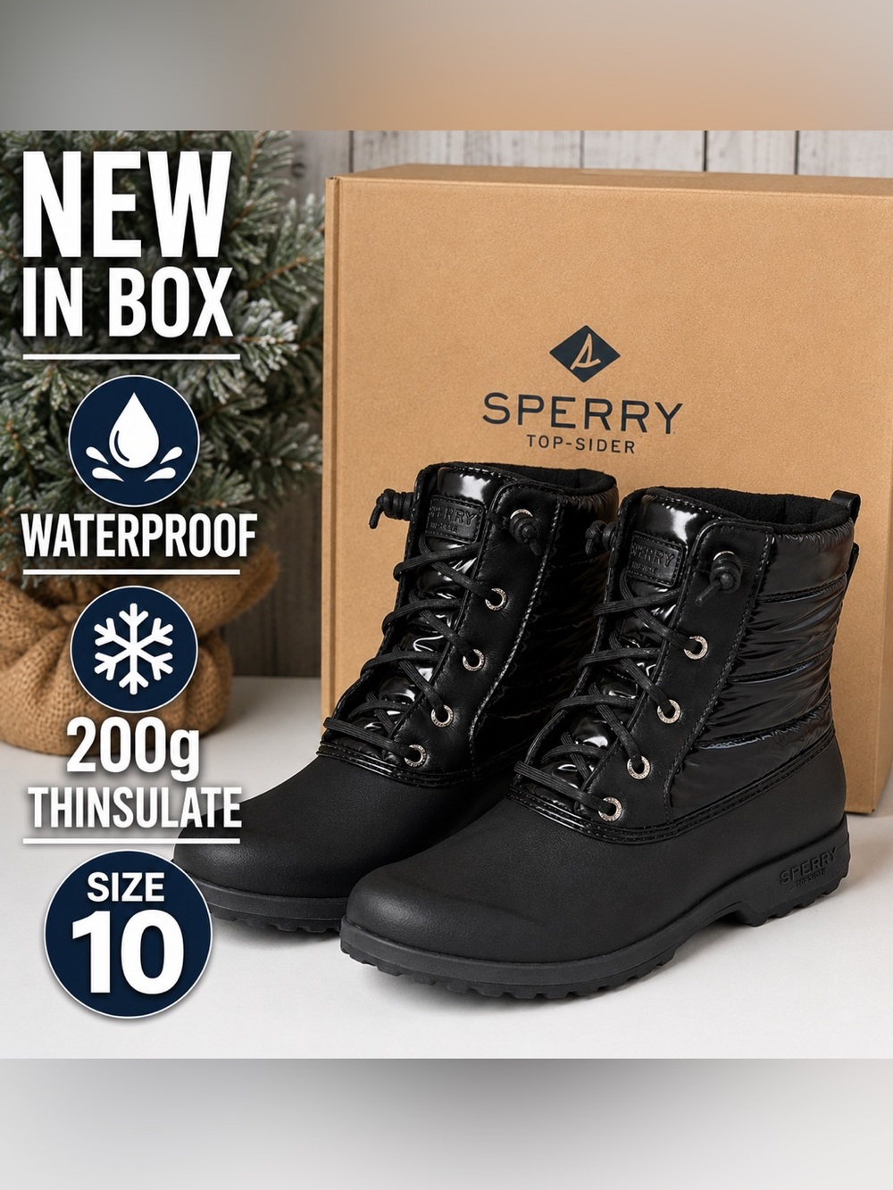 Sperry Maritime Repel Waterproof Winter Snow Boots 200g Thinsulate NIB Sz 10